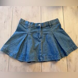 Mango Blue Pleated Mini Denim Skirt